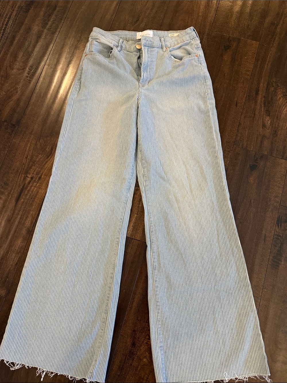 Dear John Light Blue & White Striped Wide-Leg Jeans 27